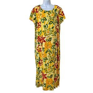 Vintage Xtreme Island Designs Short Sleeve Maxi Dress Bright Floral Large